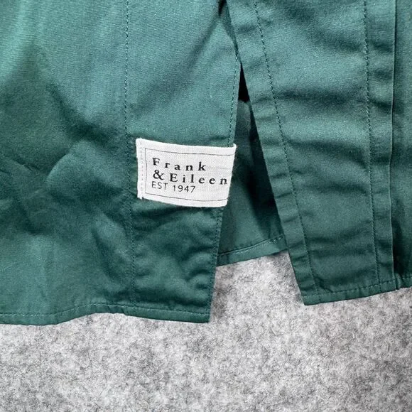 Frank & Eileen TORI Italian Tuxedo Shirtdress Green Cotton S Pockets Oversized - Picture 9 of 12